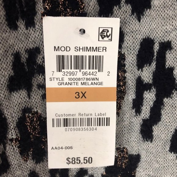 Alfani Scoop Neck Animal Print Metallic Detail Sweater NWT Sz 3X - Picture 11 of 13